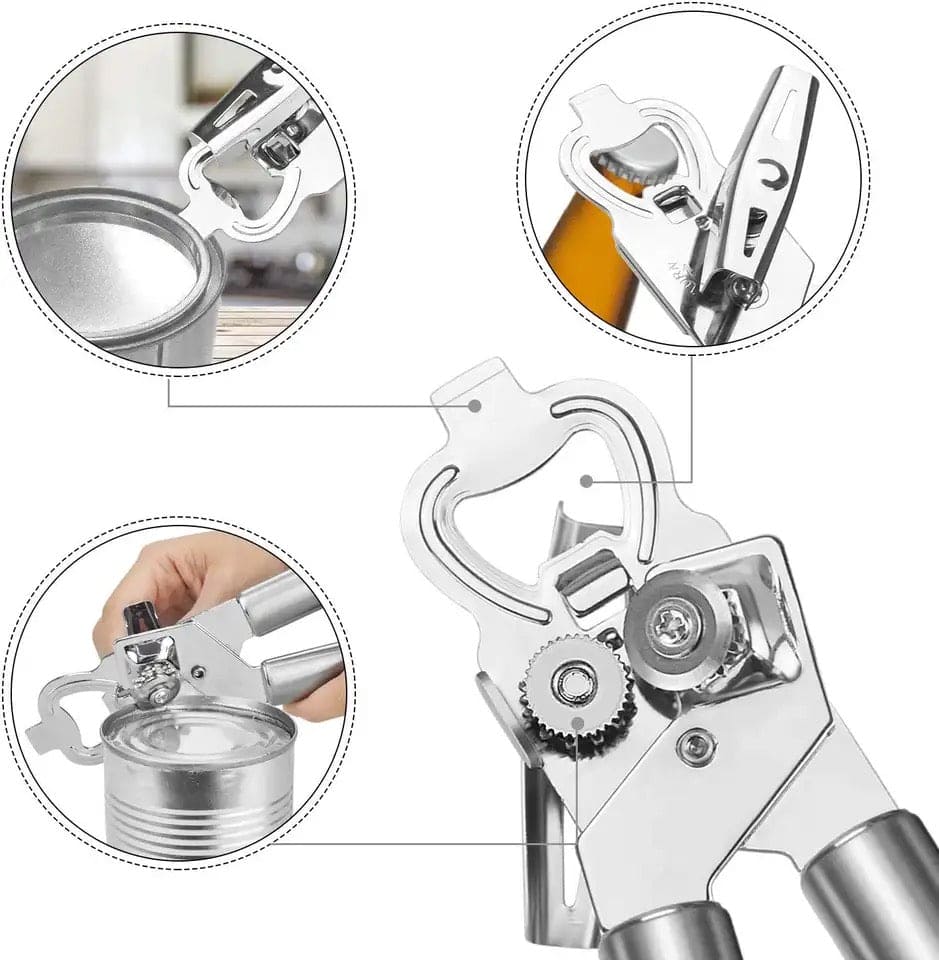 3 In 1 Manual Can Opener, Stainless Steel Heavy Duty Can Opener, Multifunctional Jar Opener, Portable Kitchen Tool, Professional Effortless Openers with Turn Knob Bar 3 In 1 Manual Can Opener, Stainless Steel Heavy Duty Can Opener, Multifunctional Jar Opener, Portable Kitchen Tool, Professional Effortless Openers with Turn Knob Bar